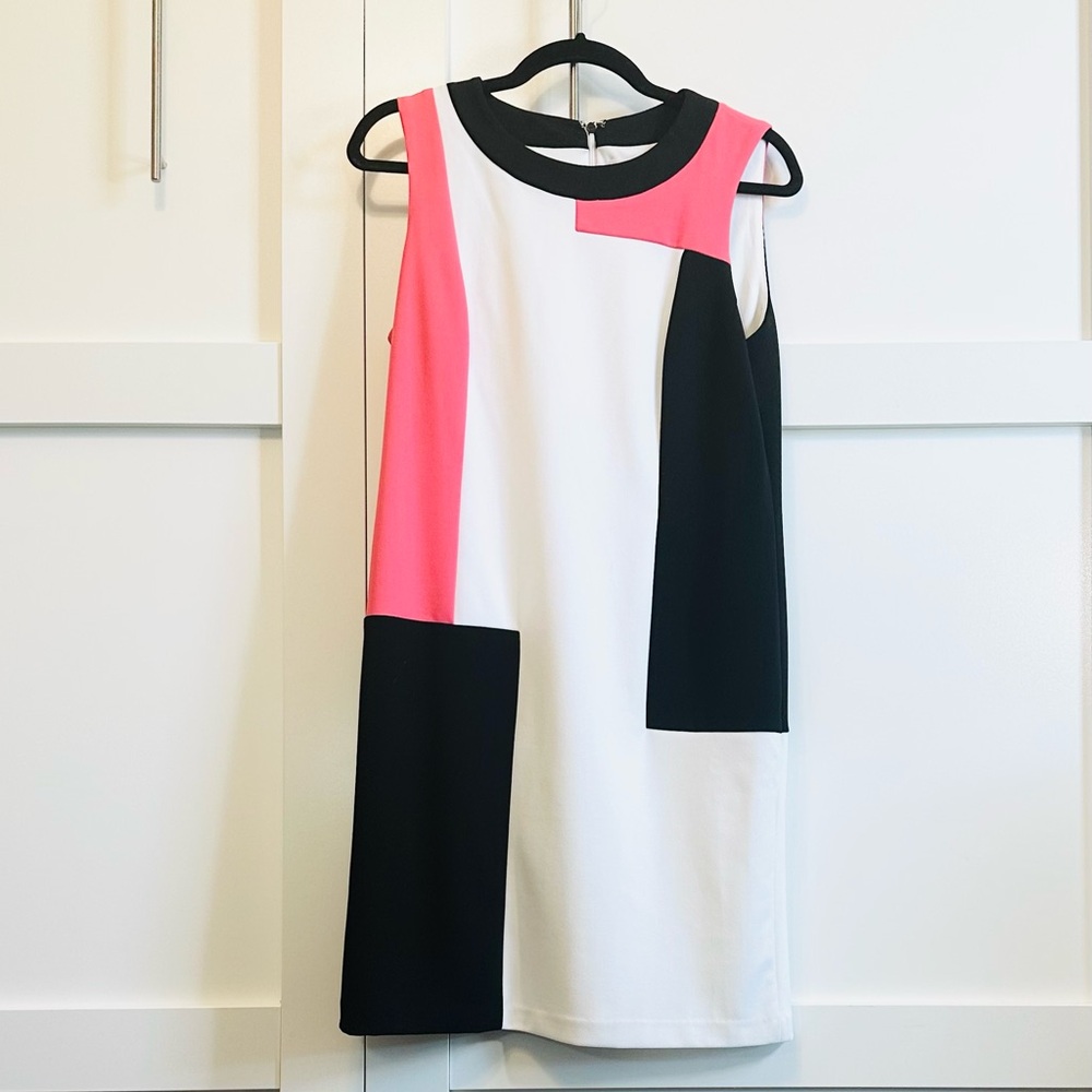 CALVIN KLEIN Austin Powers Vibe Retro Style Black White Pink Poly Spandex Sz 8